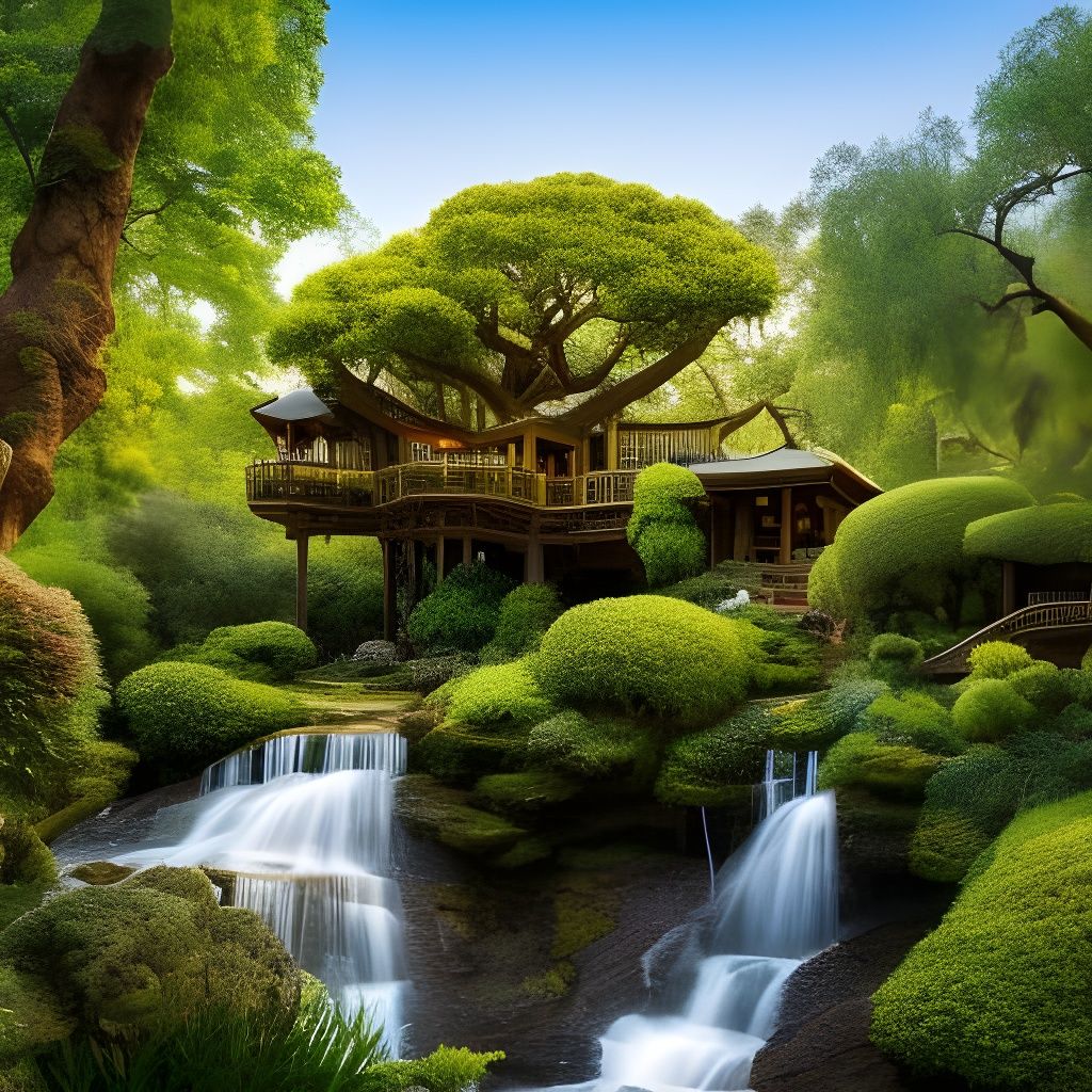 Rococo Treehouse Landscape in Hyperdetailed Style