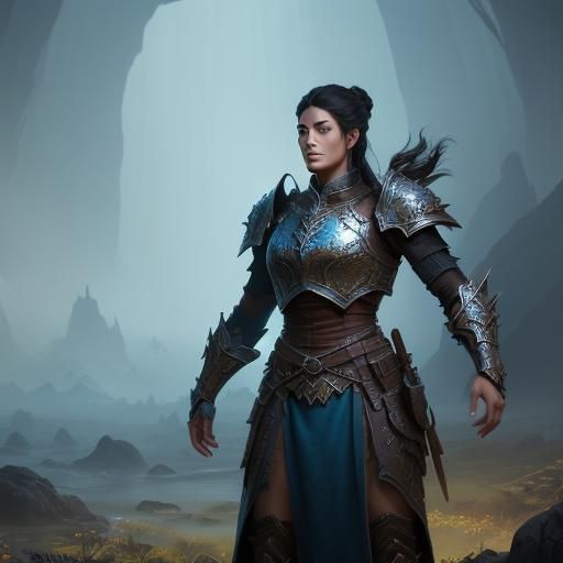Armored Female Warrior in Fantasy Art Style