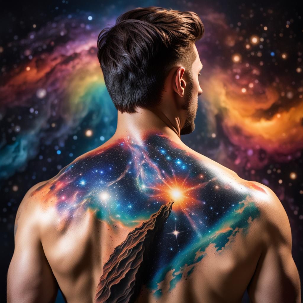 Milky Way Scar Tattoo: Hyperrealistic Concept Art