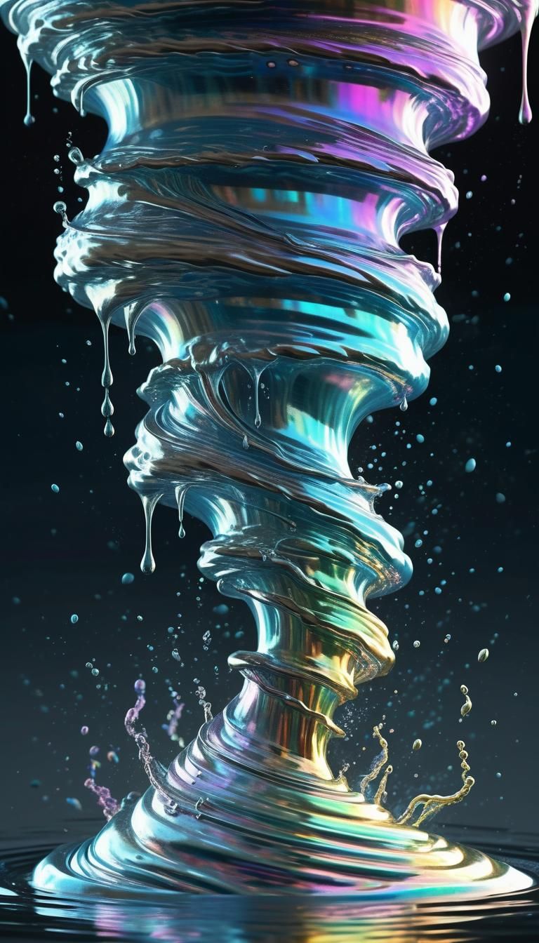 Iridescent Rain Spout Tornado in Metallic Style