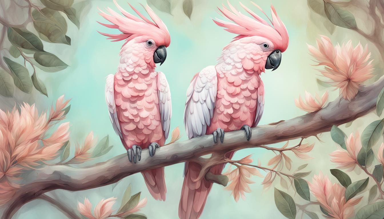 Pink Cockatoo on Ghost Gum Branch: Magical Realism