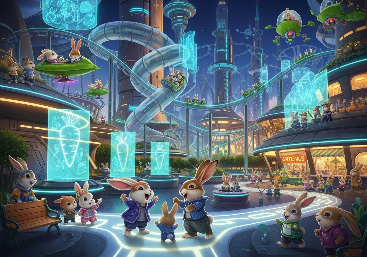 Futuristic Rabbit Theme Park Concept Art