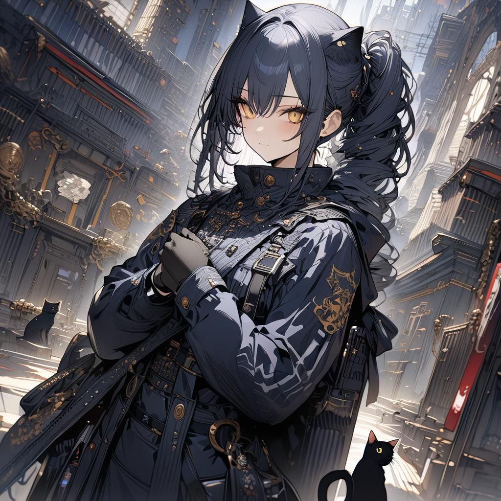 Anime Cat Girl: Highly Detailed Digital Art