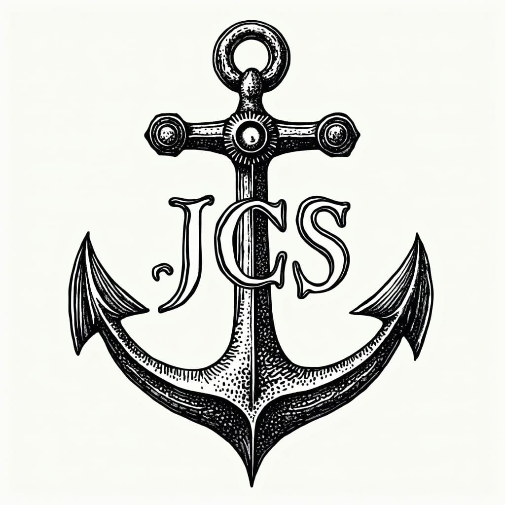 Water Sigil with Anchor and Letters JCS