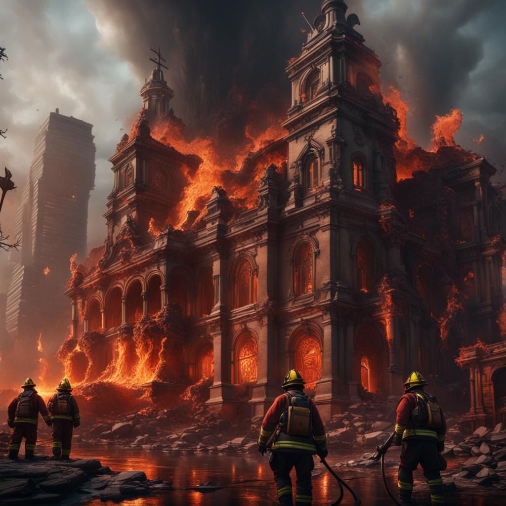 Firemen Save Sodom and Gomorrah: Detailed Matte Painting