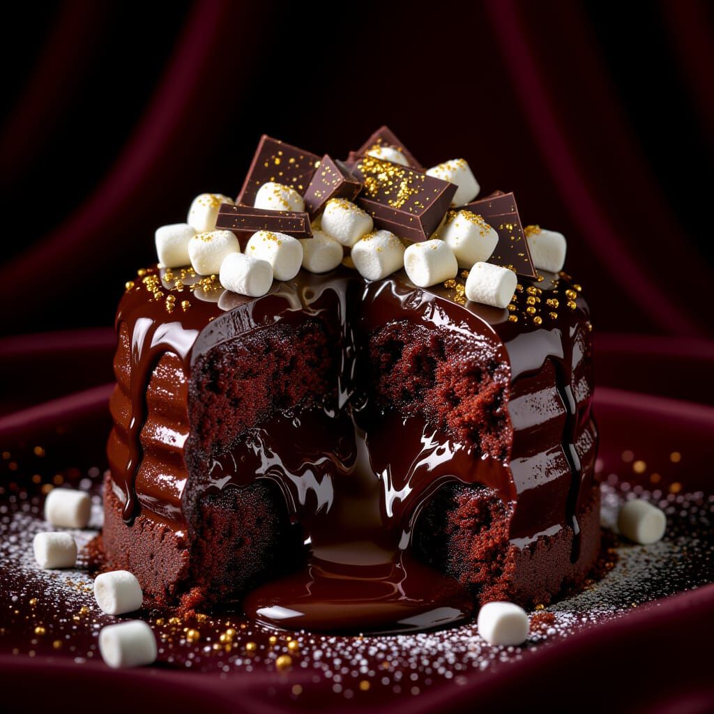Decadent Chocolate Lava Cake in Hyperrealistic Style