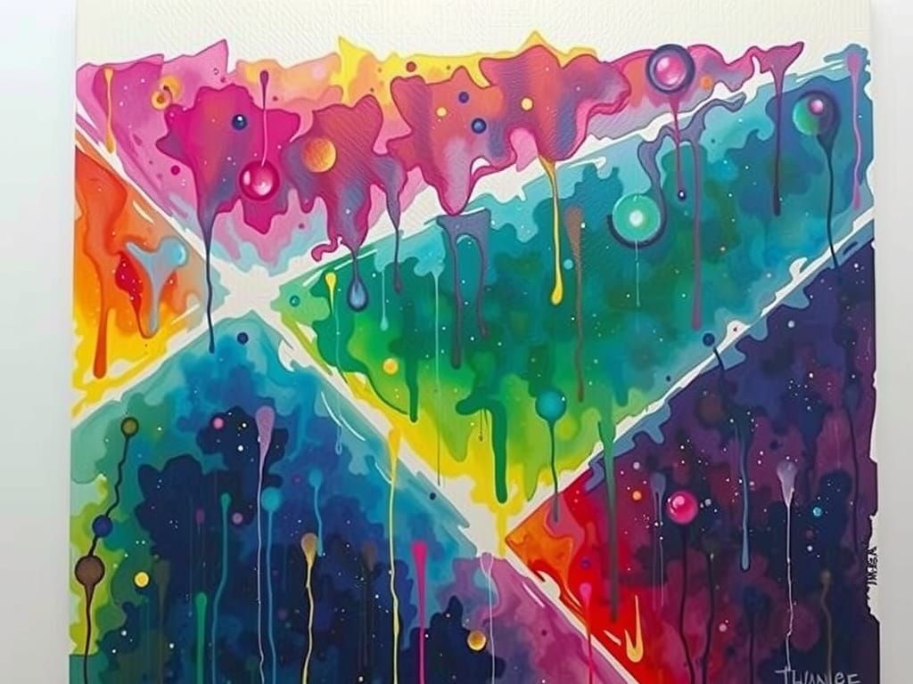 Galaxial Surrealism Alcohol Ink Painting in Gouache Style