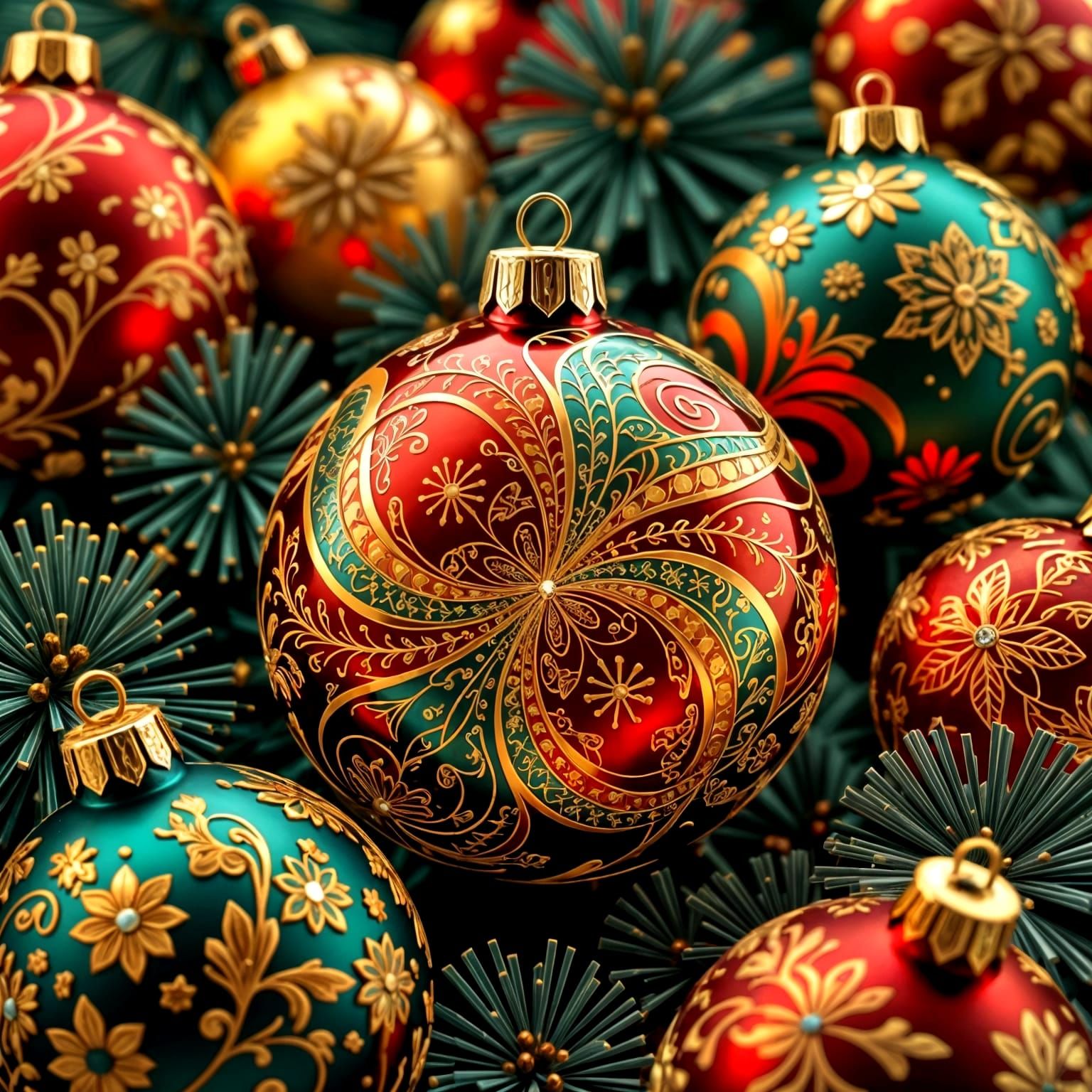 Close Up Of Colorful Shiny Christmas Ornaments