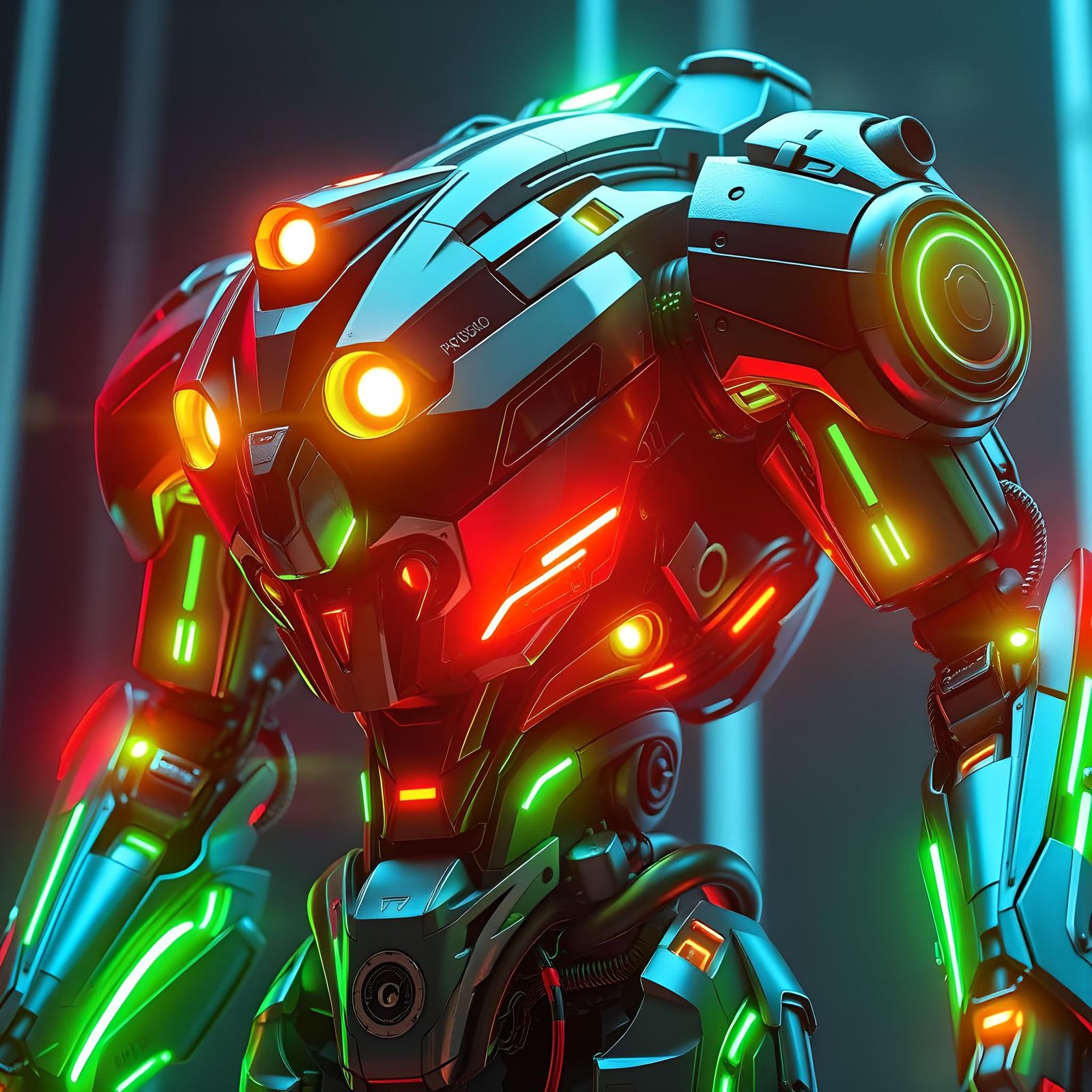 Futuristic Mech Warrior with Green Tron Highlights