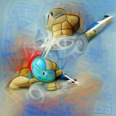 Squirtle Smoking Blunt: Digital Illustration