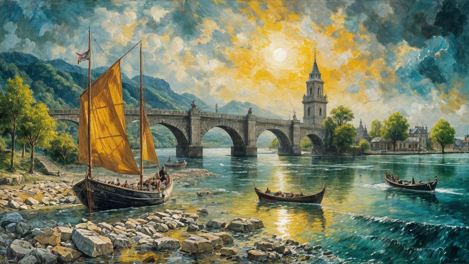 Coastal Scene in Gustave Courbet Style