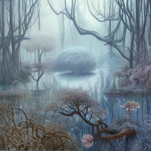 Frozen Swamp: A Mixed-Media Masterpiece