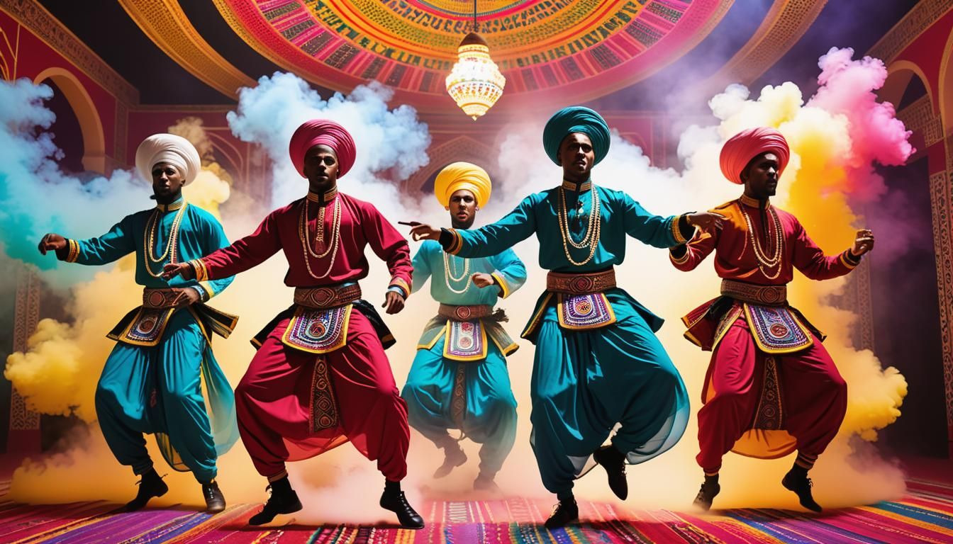 Digital Performance Art with Gnaoua Musicians in Golden Ligh...