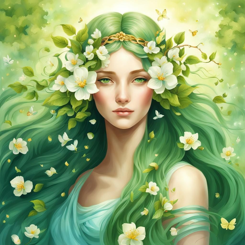 Goddess of Spring with Flowing Hair