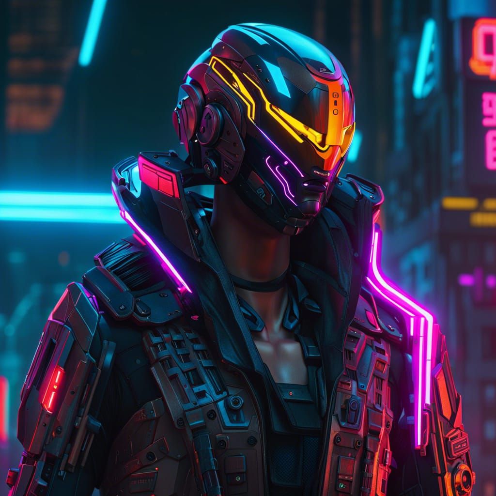 Cyberpunk Cyborg Soldier in Comic Book Style