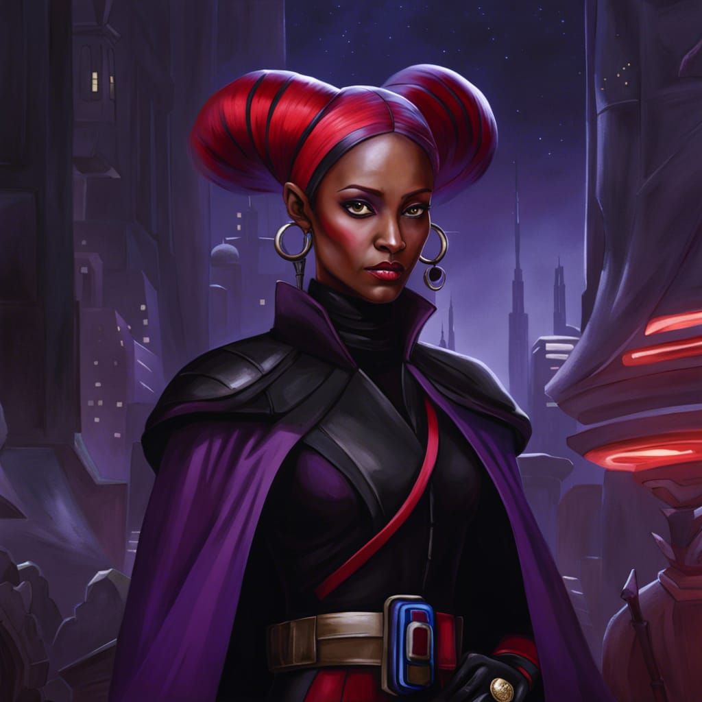 Twi'lek Woman in Star Wars Cityscape