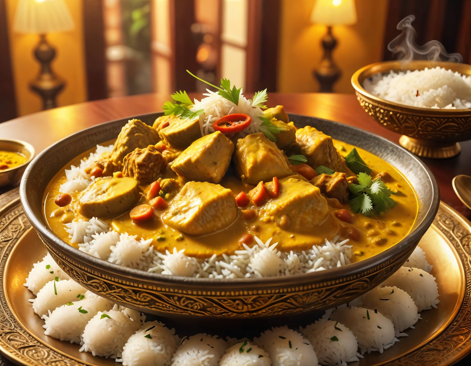 Kerala Coconut Fish Curry in Golden Light