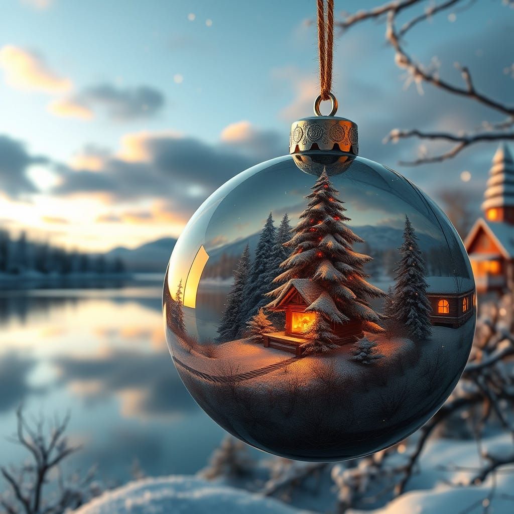 Winter Wonderland Christmas Scene in Vivid Colors