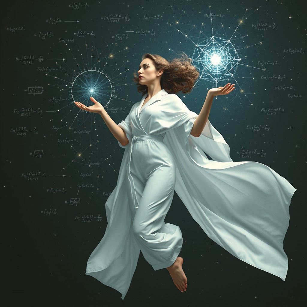 Ethereal Scientist in Starry Quantum Dreamscape