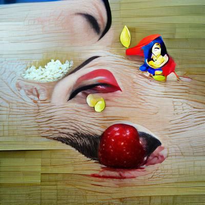 Snow White and Red Wolf in Hyperreal Pop Art