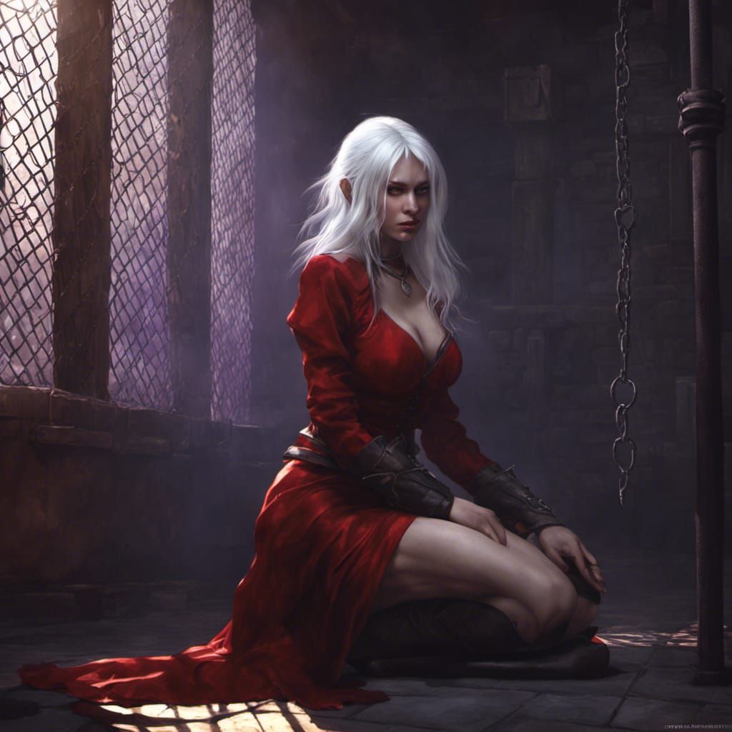Captive Princess in Dark Fantasy Prison Cell