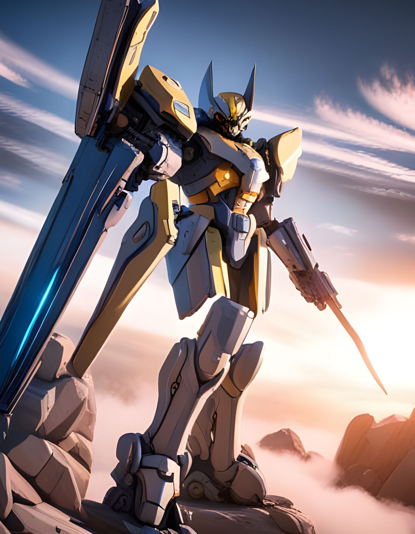 Wolverine Style Gundam Mech Suit with Shining Sword