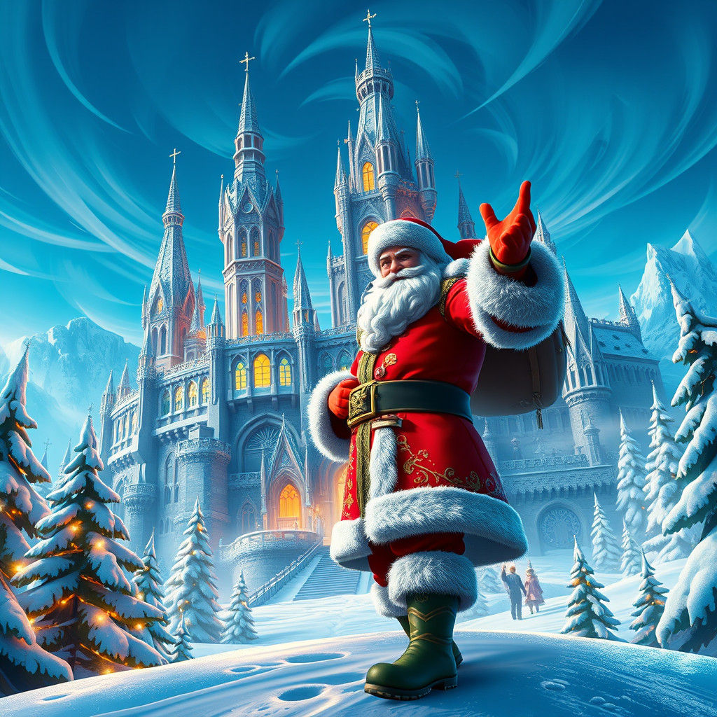 Santa Claus in Fortnite Winter Wonderland, 8K Matte Painting