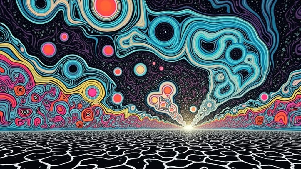 Dreamlike River Flows Infinitely in Digital Art