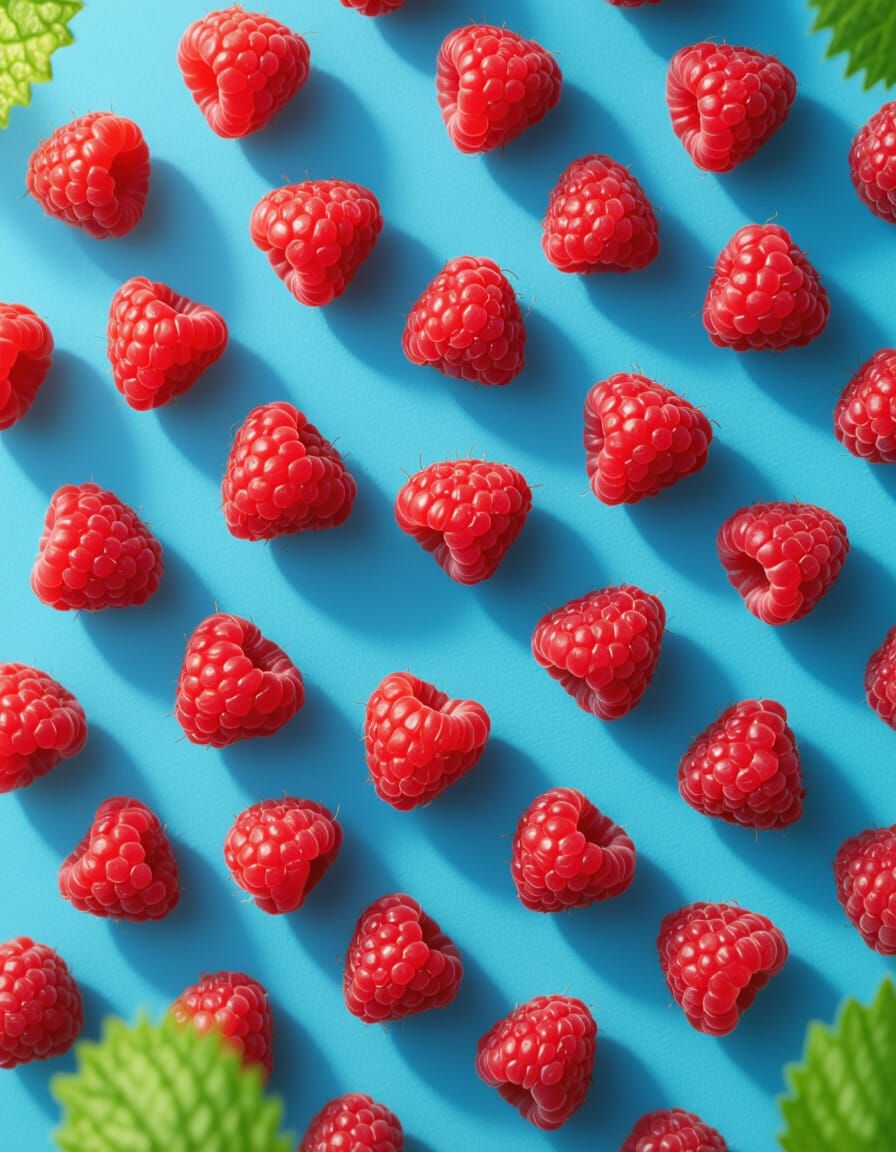 Juicy Ripe Raspberries Filling Frame in Sunlight