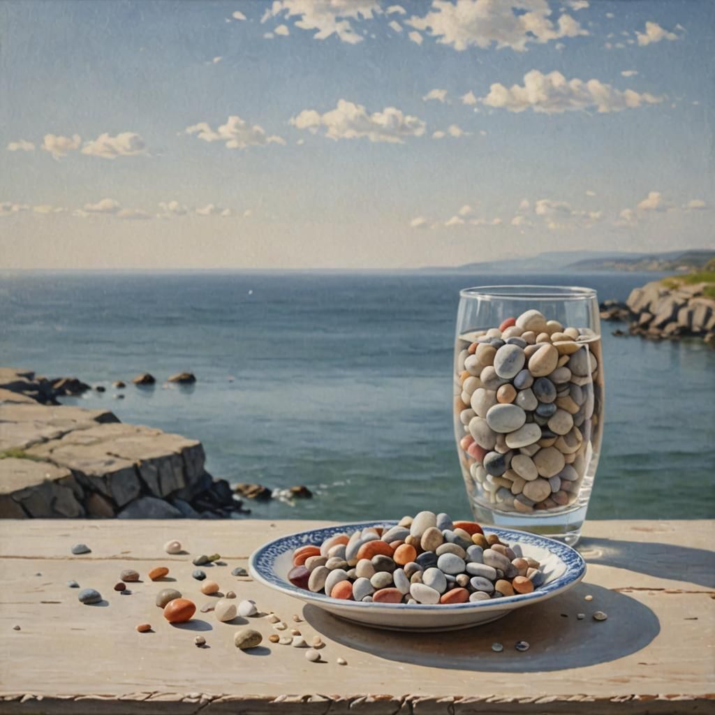 Seaside Pebbles: A Photorealistic Summer Still Life