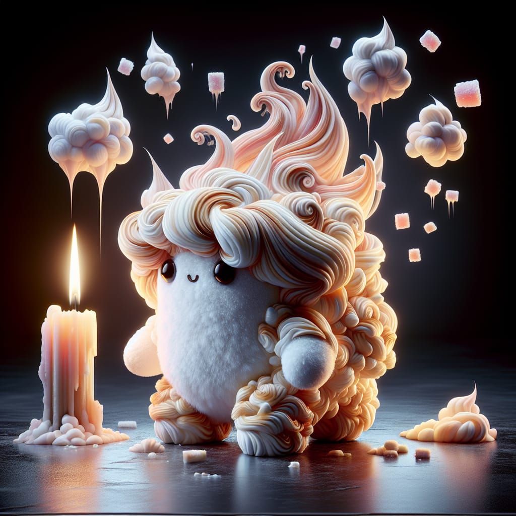 Surreal Marshmallow Sprite in Whimsical Digital Art