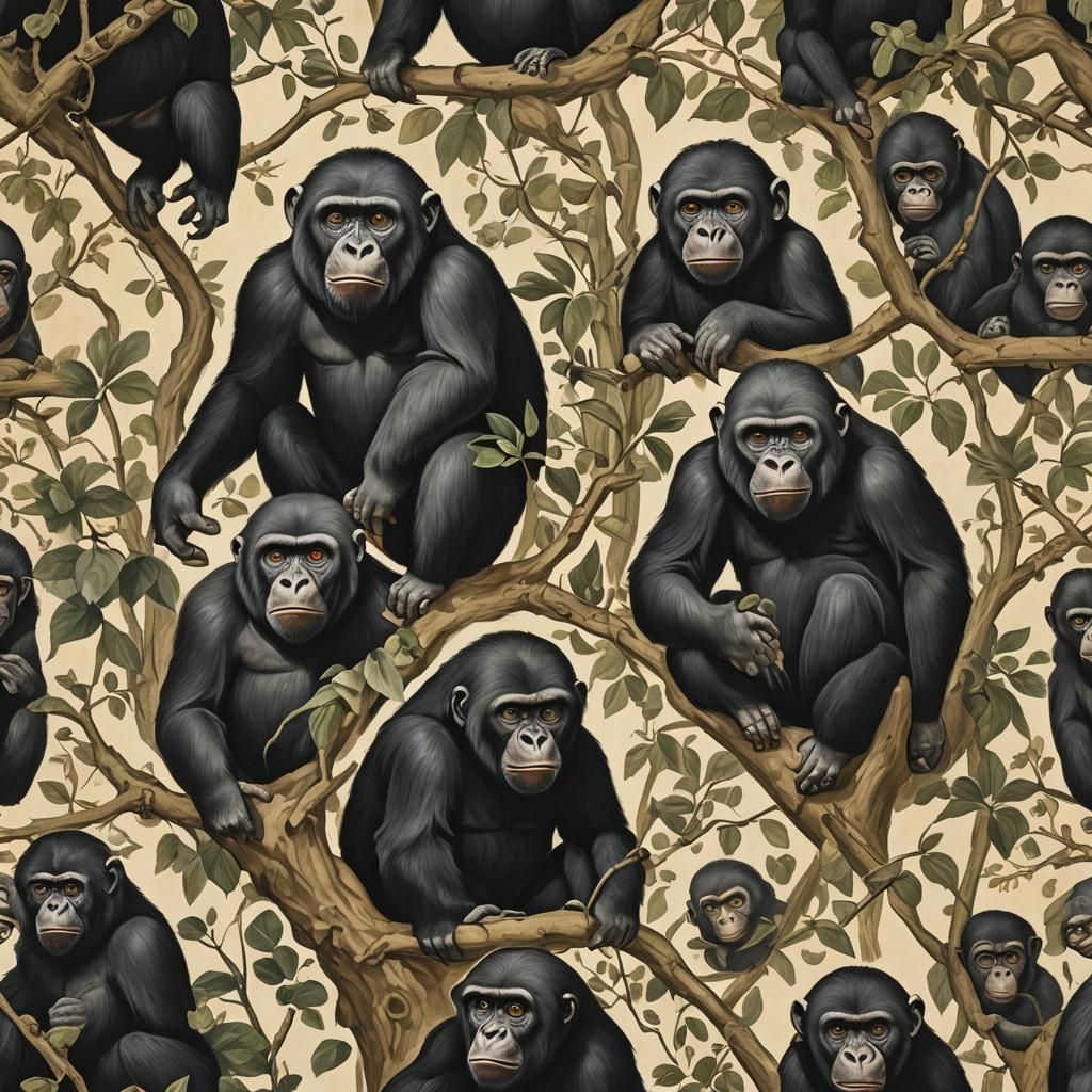 Gothic Art Sparrows and Gorillas Painting