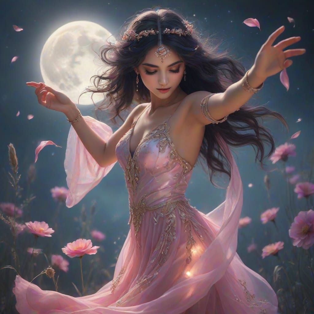 Ethereal Cosmic Dancer in Diamond Dusted Garden