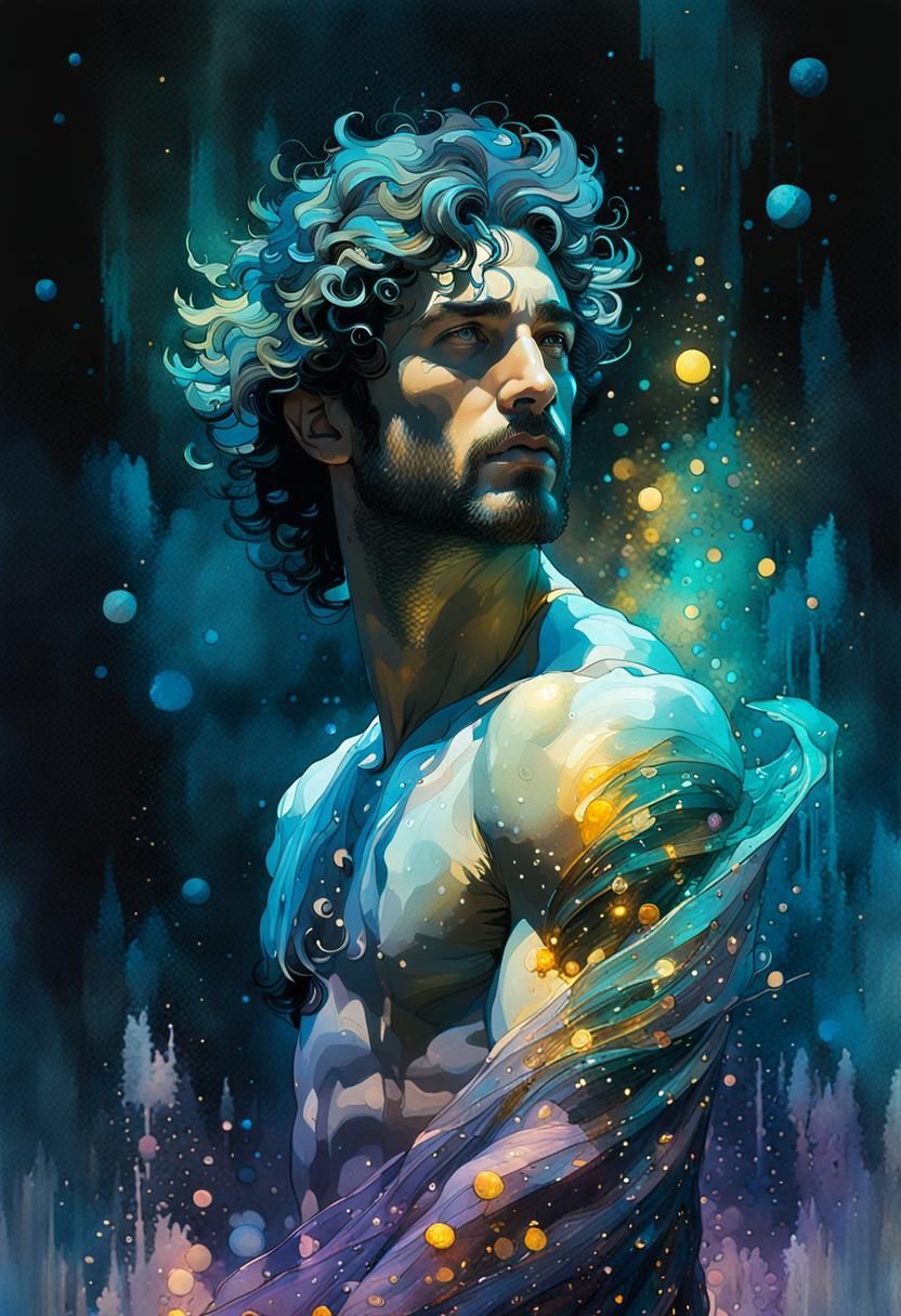 Mystical Merman in Dreamy Light, Fantasy Concept Art