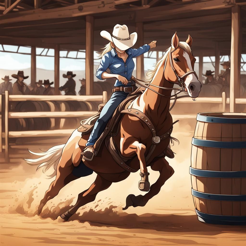 Cowgirl barrel racing