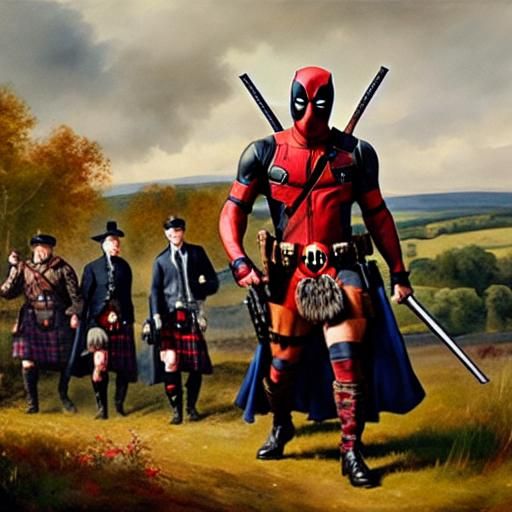 Deadpool Grouse Hunting: Gouache Impressionist Masterpiece
