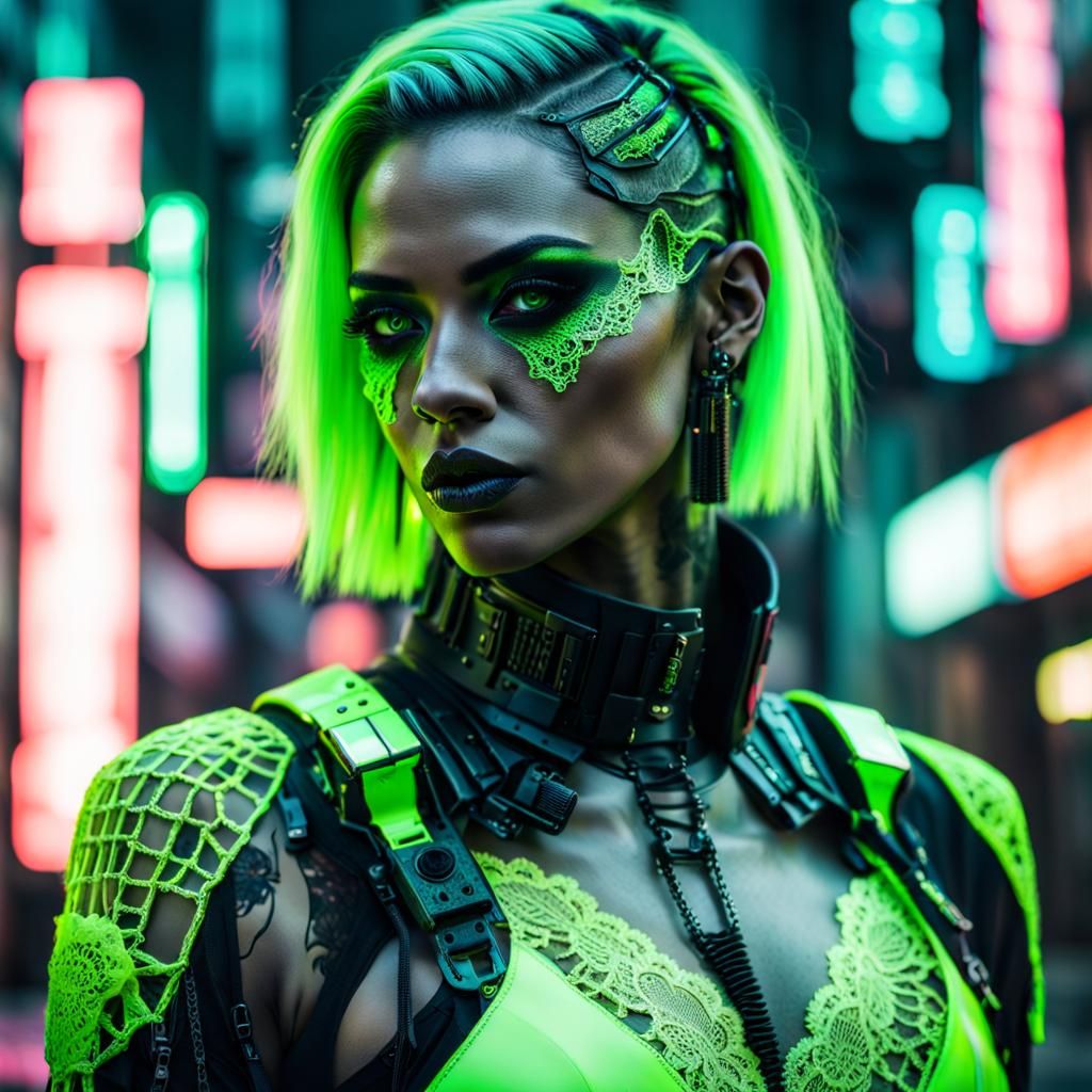 Cyberpunk Street Fashion in Lime Neon