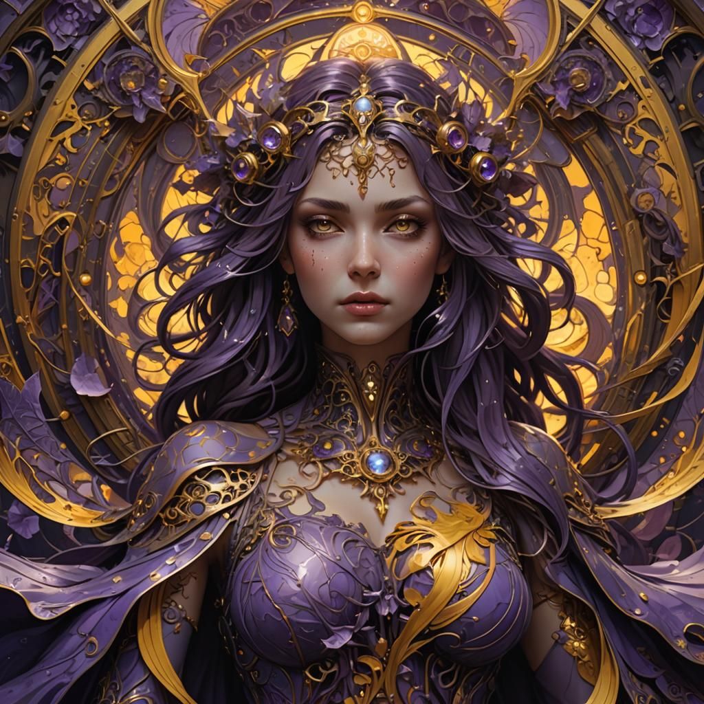 Immortal Goddess Floating Through Universe in Dark Fantasy S...