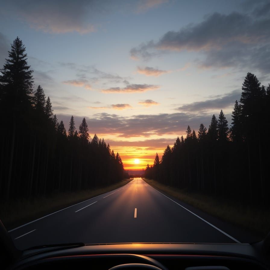 Golden Sunset in Russian Fir Forest