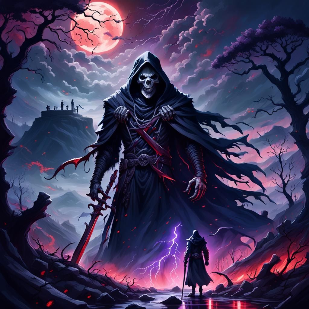 Ethereal Grim Reaper on Misty Cliff