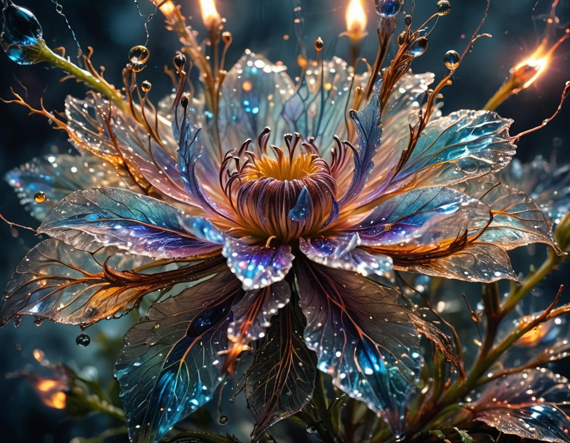 Glowing Magical Flower in Surrealist Style