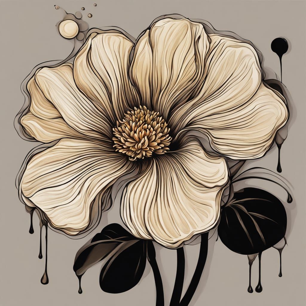 Baroque Flower Sculpted From Honey, Hyperrealistic Impasto S...