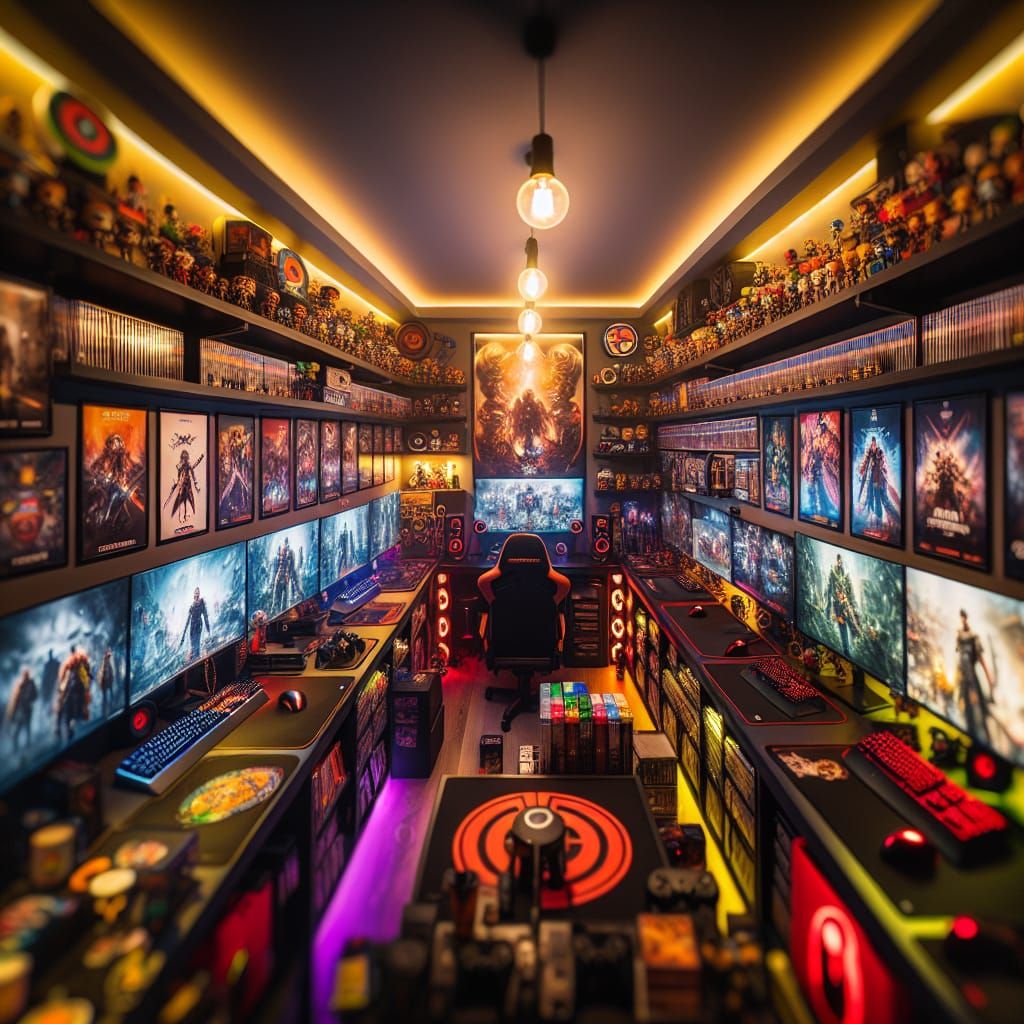 Detailed Gaming Room with Cutting-Edge Equipment