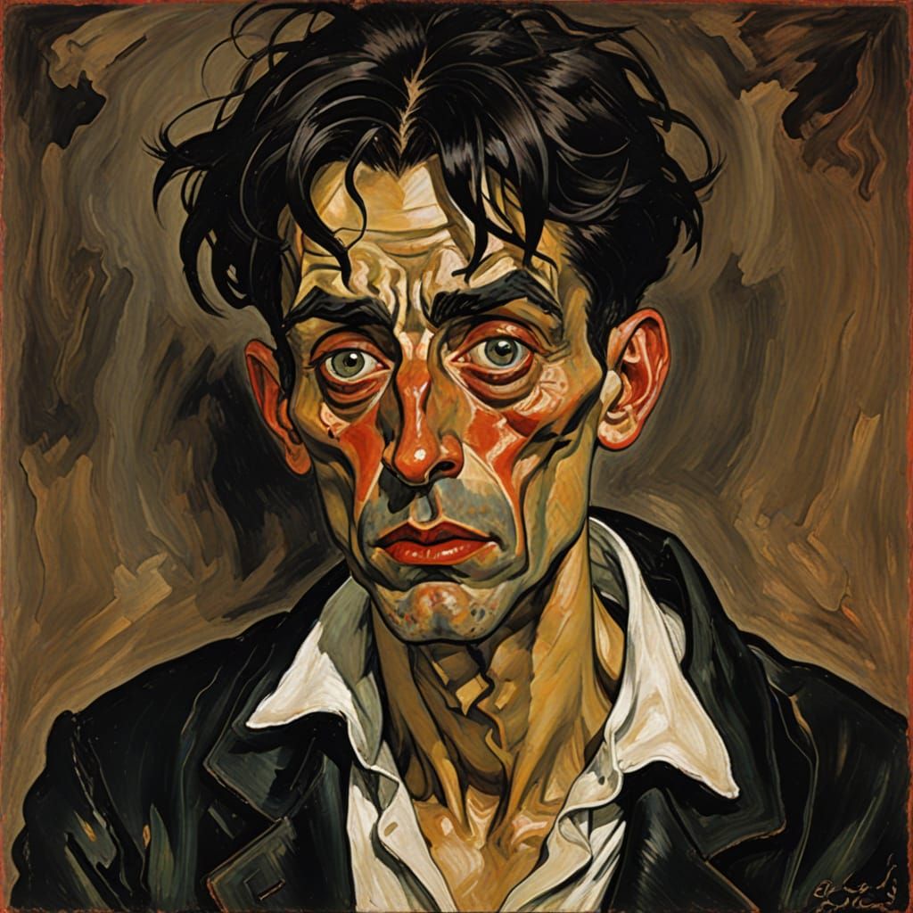 Rabbit Confronts Existential Truths in Soutine Schiele Style