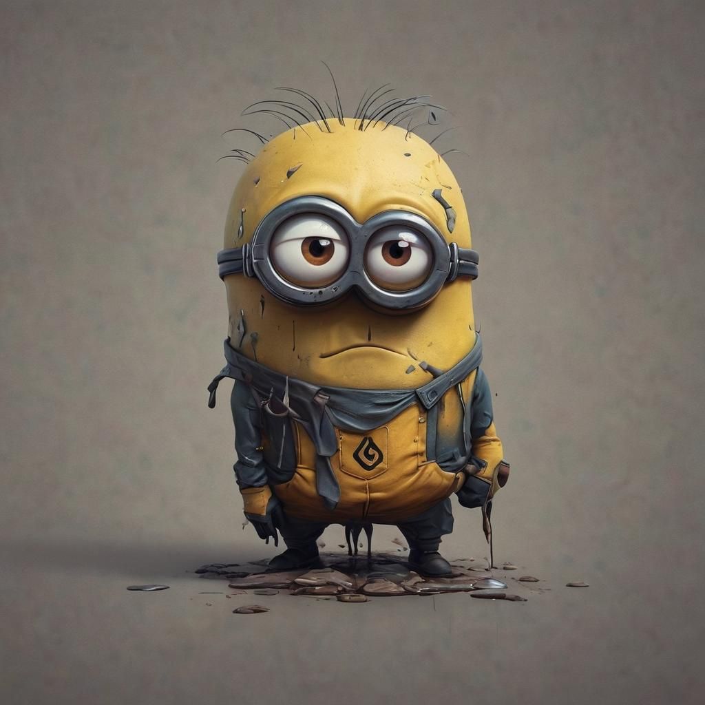 Sad Crying Minion in Detailed Digital Art