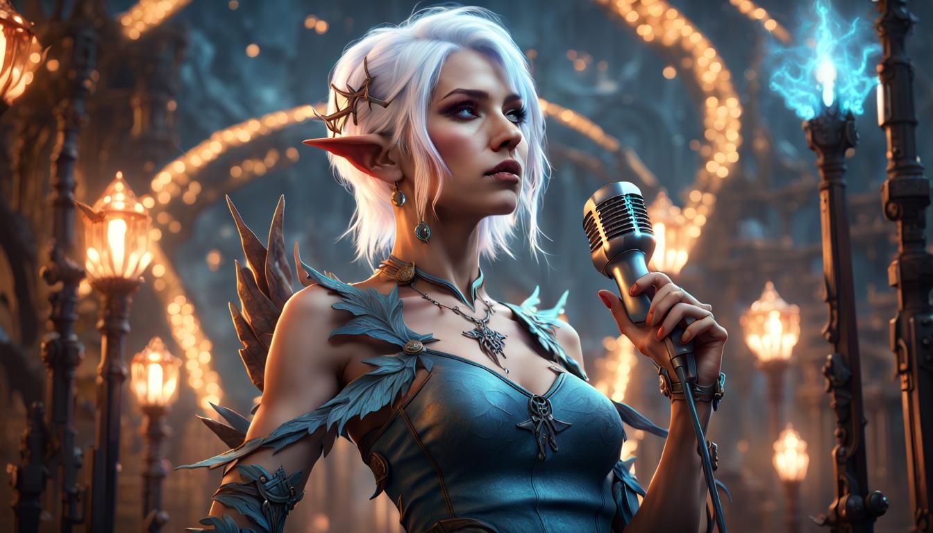 Punk Elf and Fairy Duet in Dark Fantasy Style