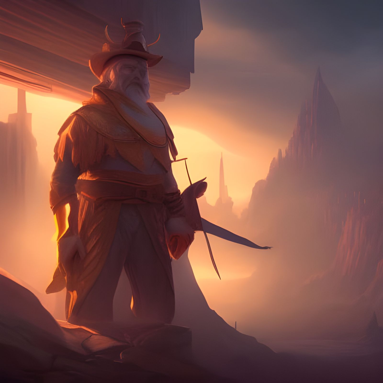 Townsman with Golden Aura: Fantasy Concept Art