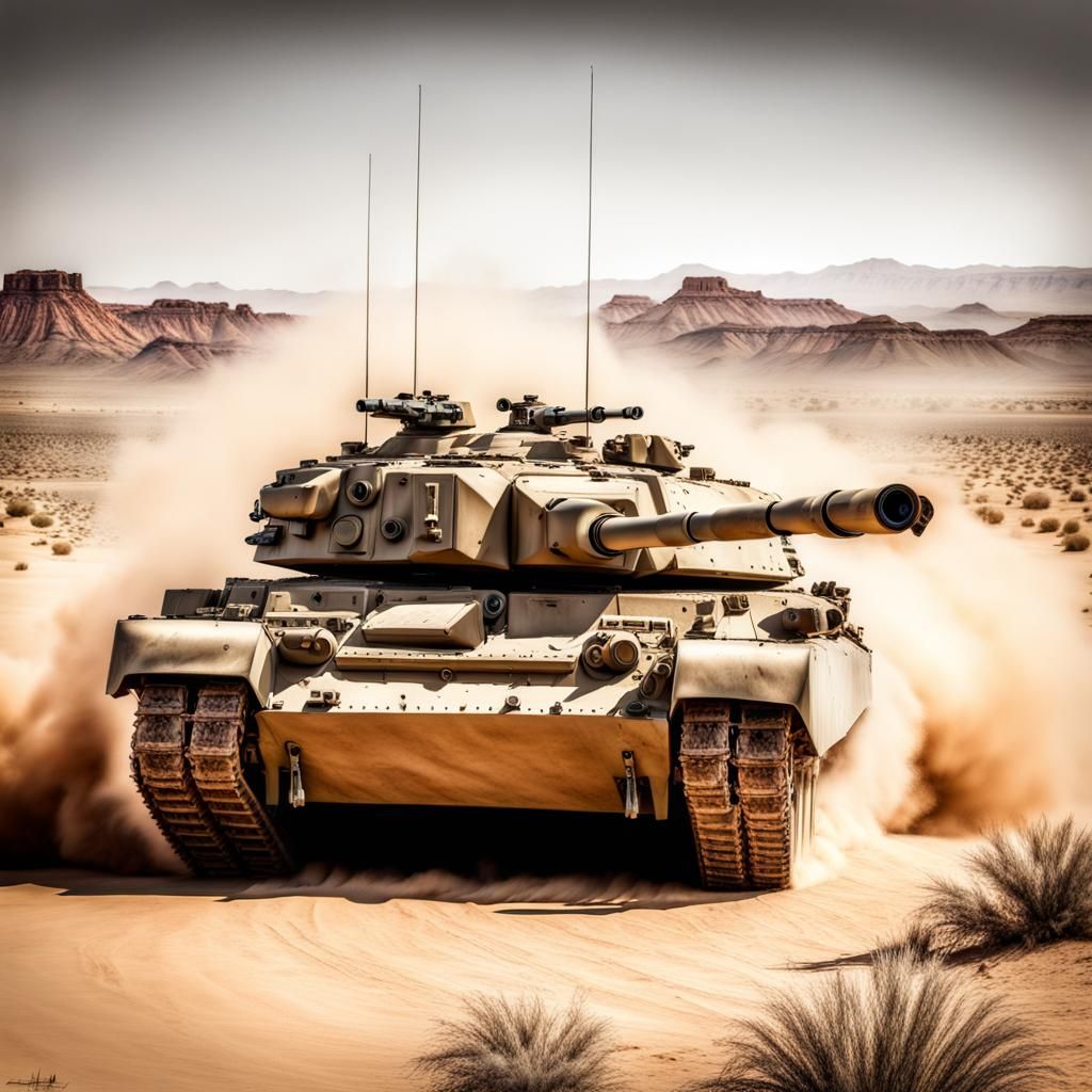 M1 Abrams Tank Battle in Desert, Hyperrealistic