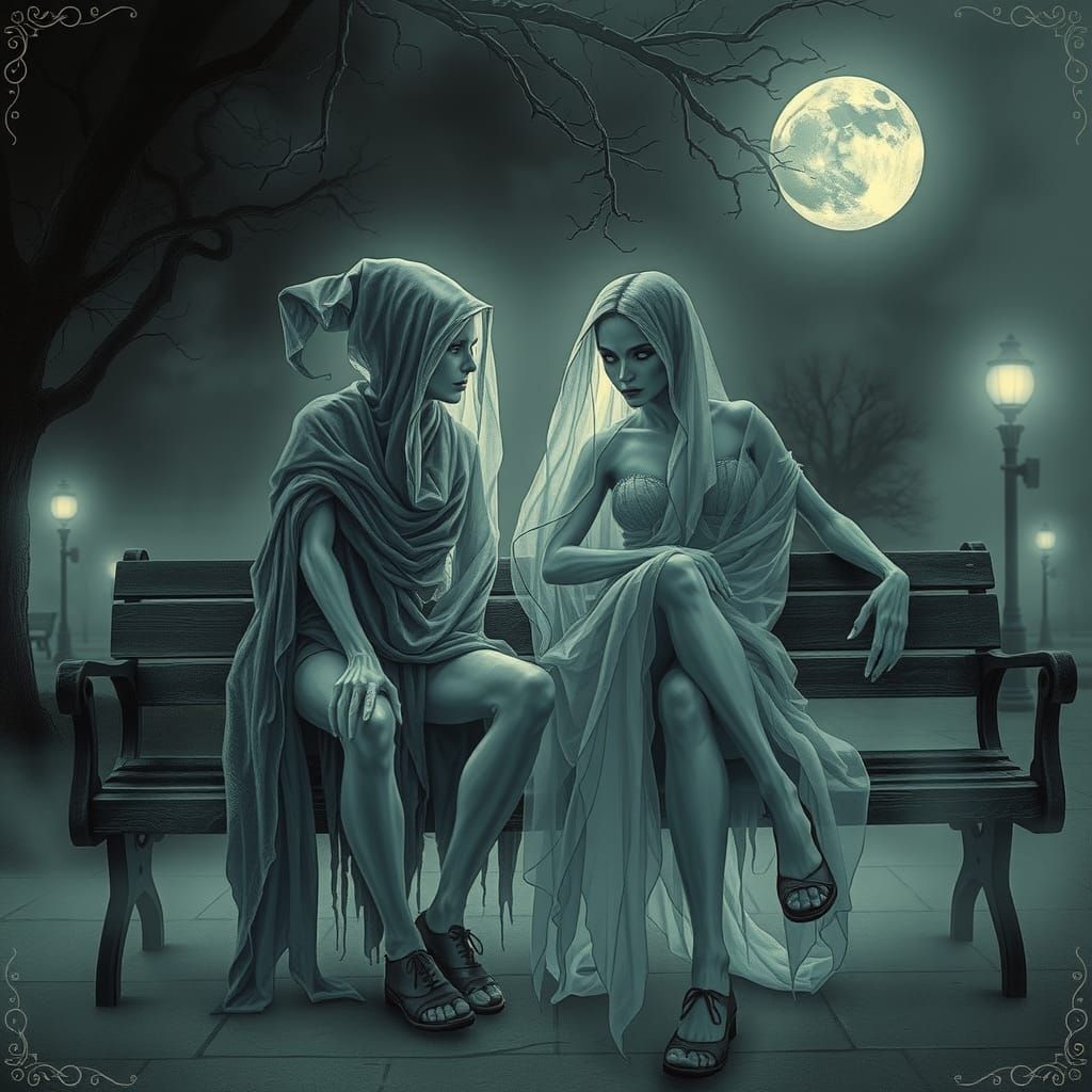 Ethereal Lovers in Gothic Vaporwave Style