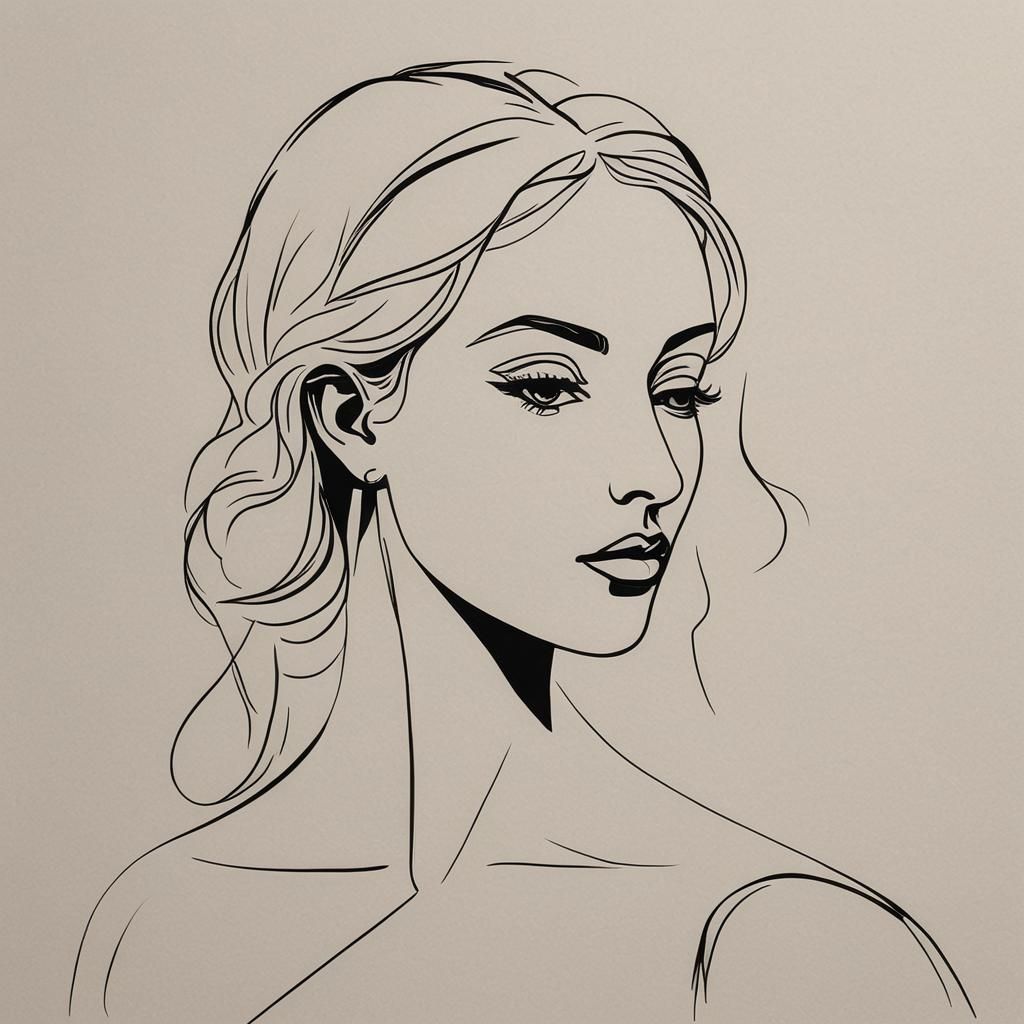 Minimalist Picasso-Style Silhouette of a Woman